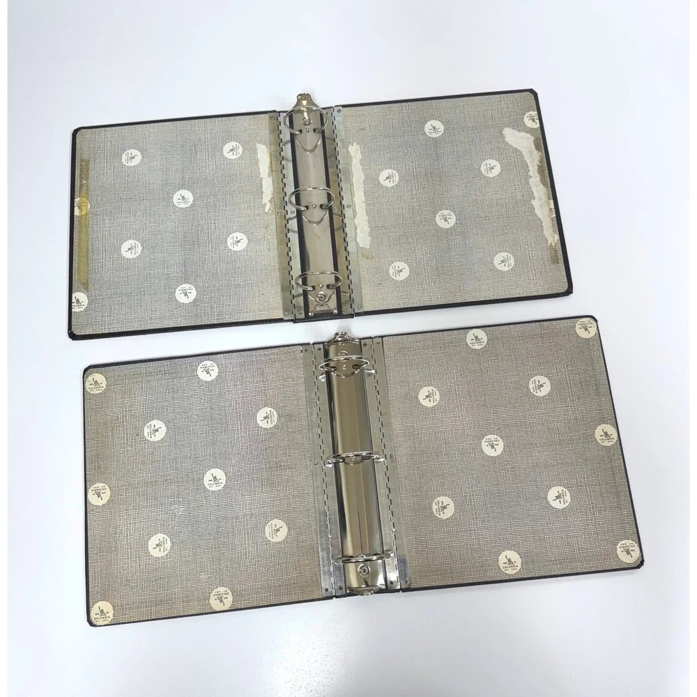2 Vintage Columbia pebble black 3 ring binder 3